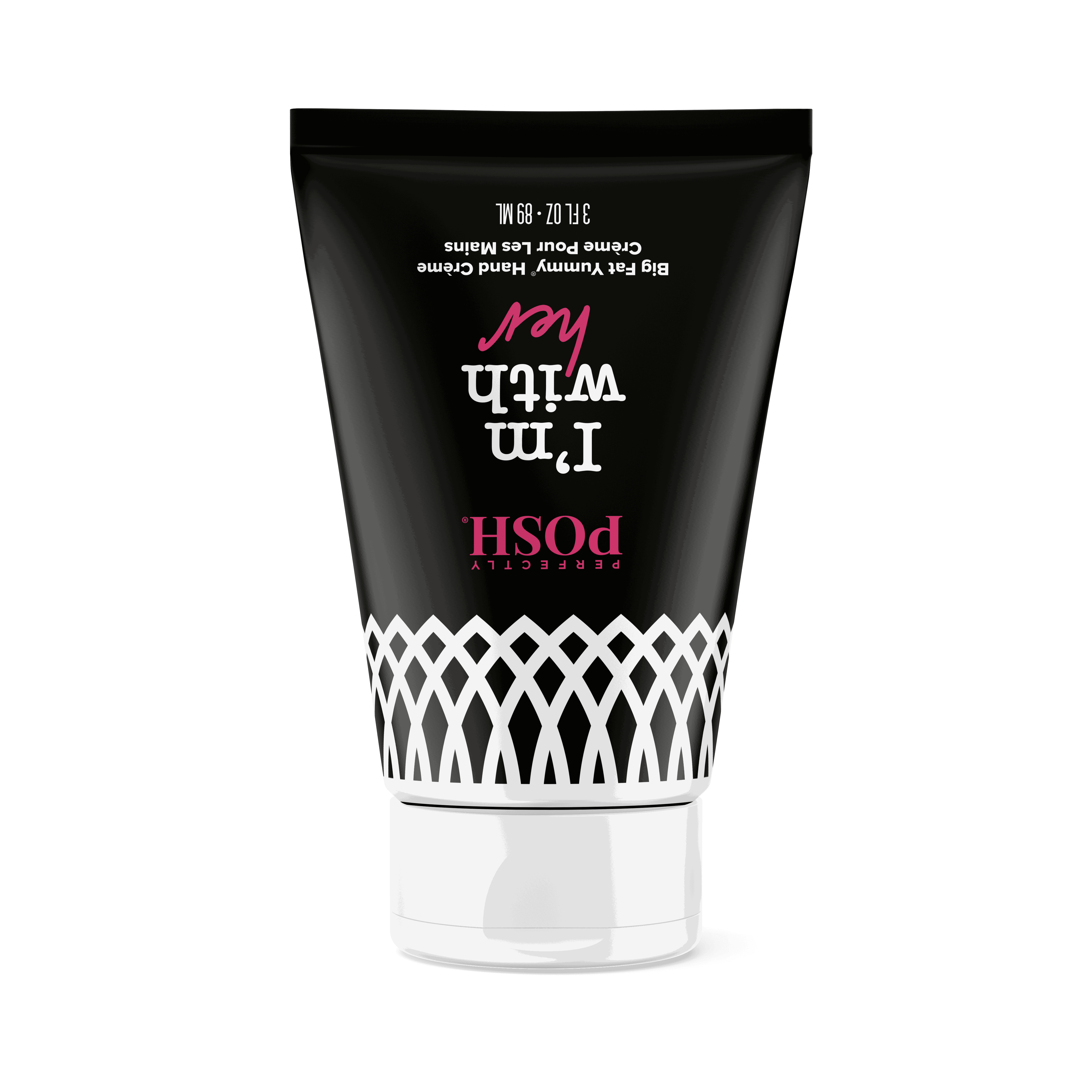A black and white tube of Perfectly Posh’s 